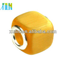 high quality yellow large hole square shaped glass cat eye beads